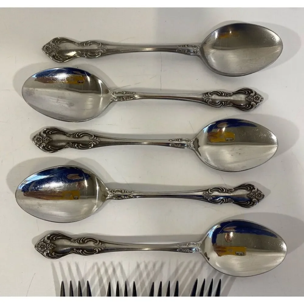 Easterling‎ Stainless Flatware Valhalla (4) Salad Forks (5) Soup Spoons